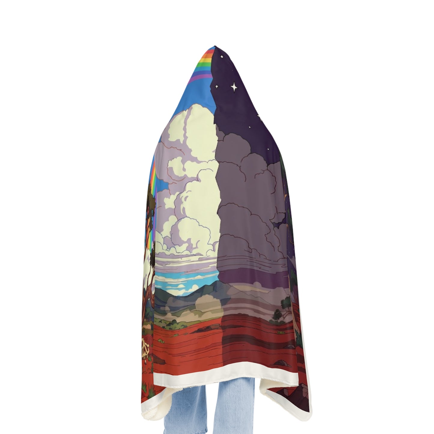 Day-to-Night Hooded Blanket — Rainbow Outback Snuggle Throw