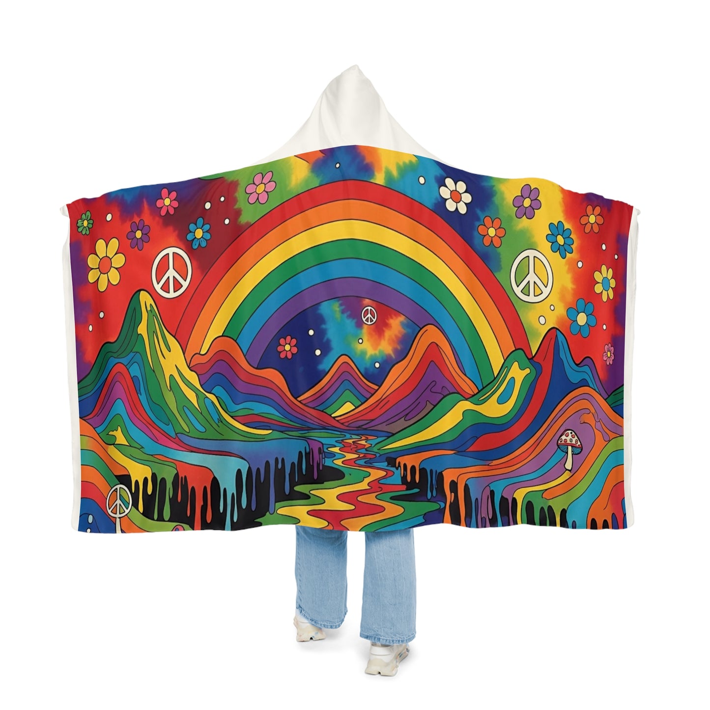 Rainbow Peace Hooded Blanket