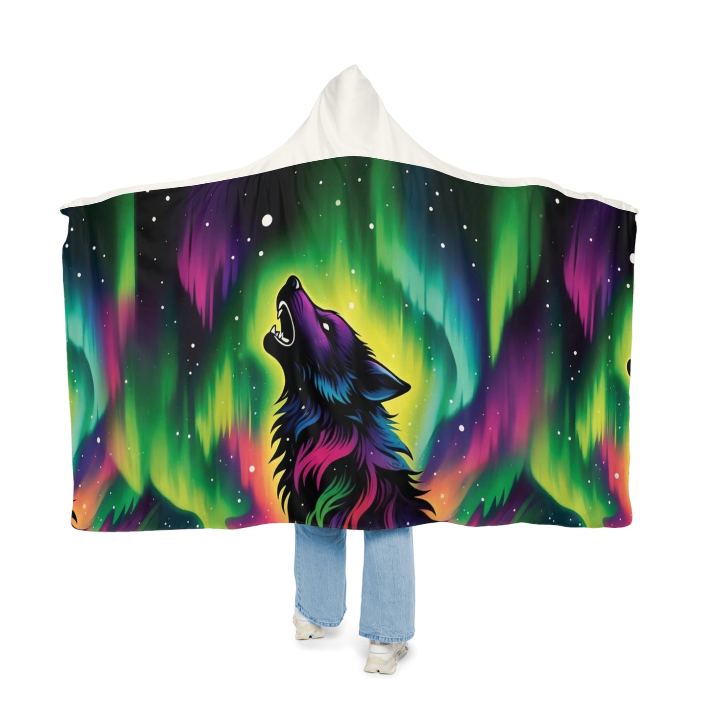 Aurora Wolf Hooded Blanket