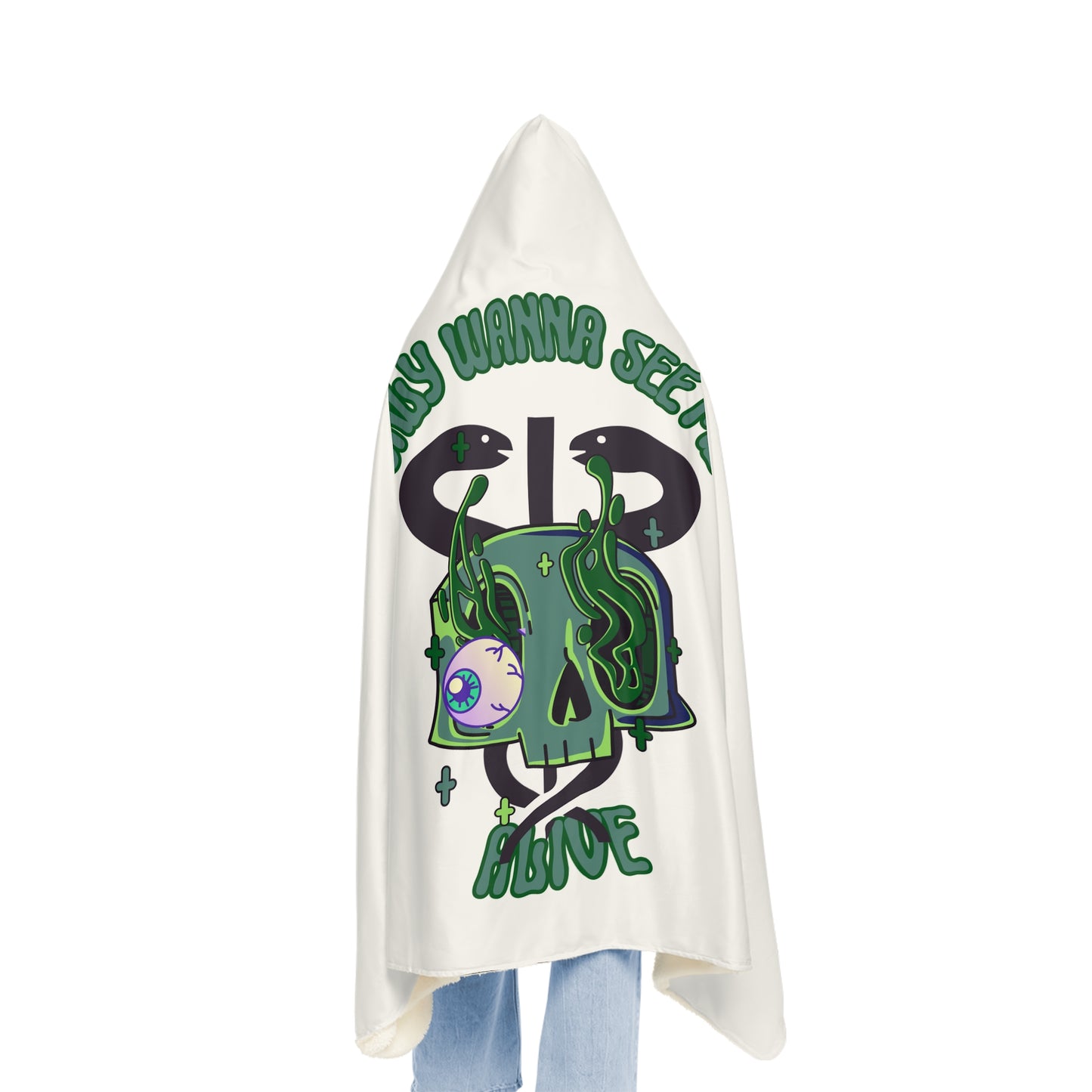 Green Skull Hooded Blanket