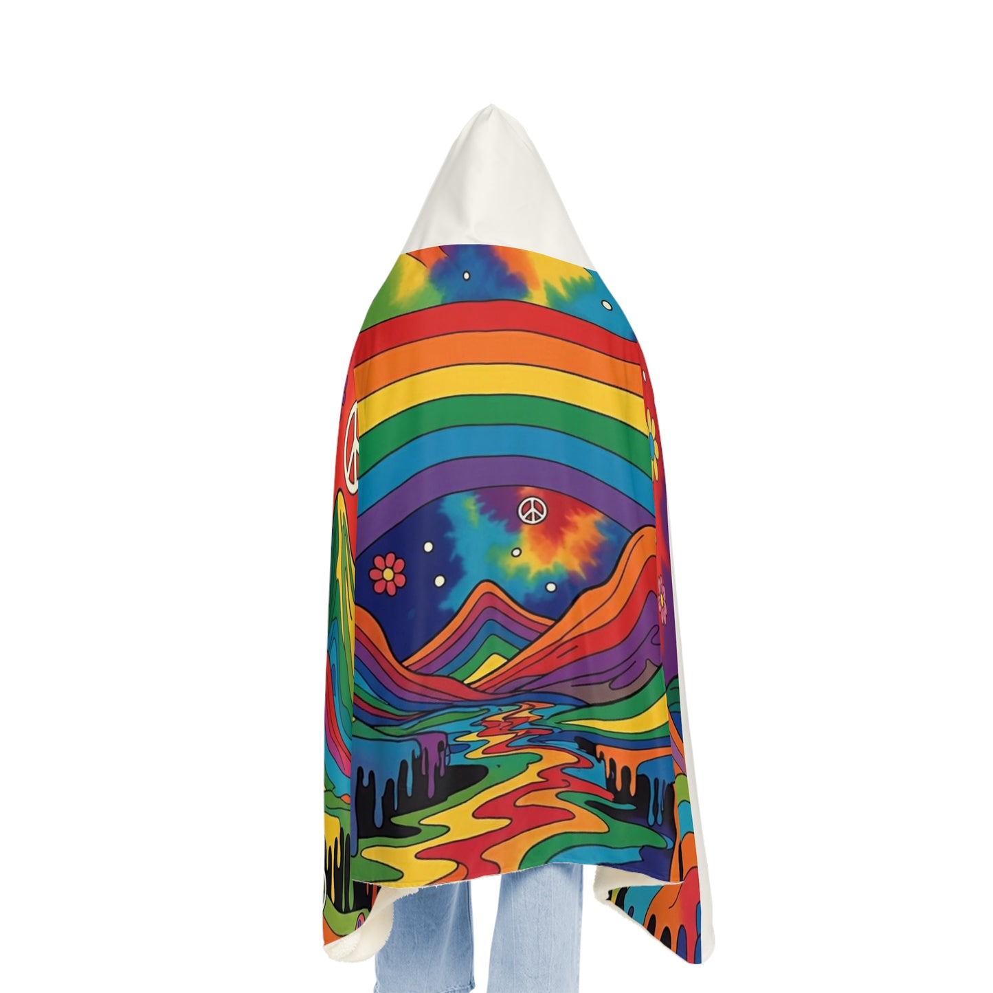 Rainbow Peace Hooded Blanket