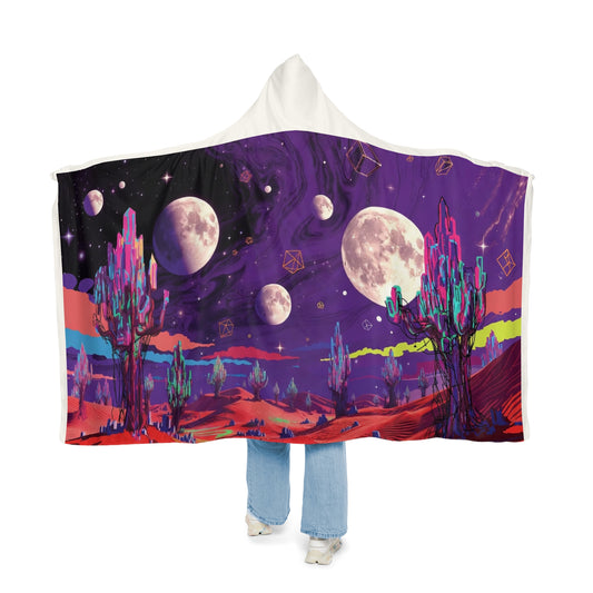 Psychedelic Desert Moons Hooded Blanket