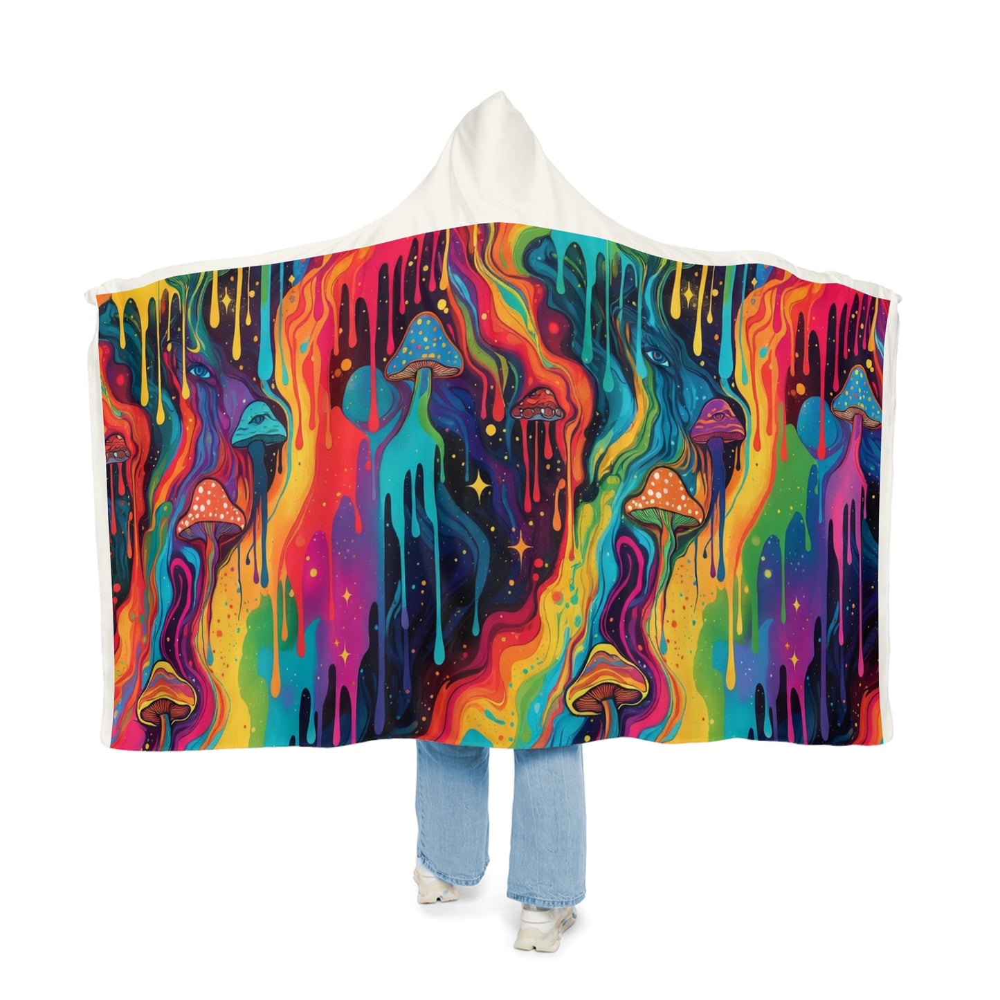 Mushroom Rainbow Hooded Blanket