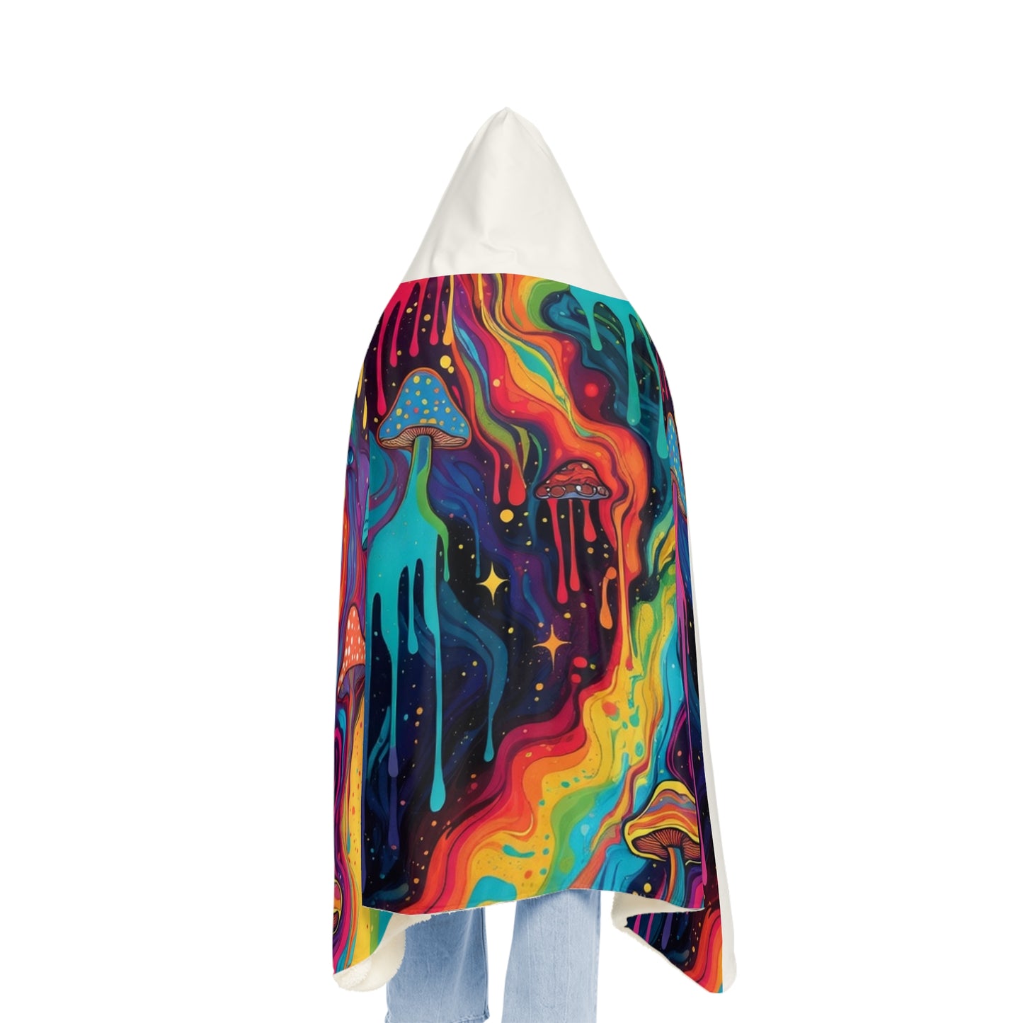 Mushroom Rainbow Hooded Blanket