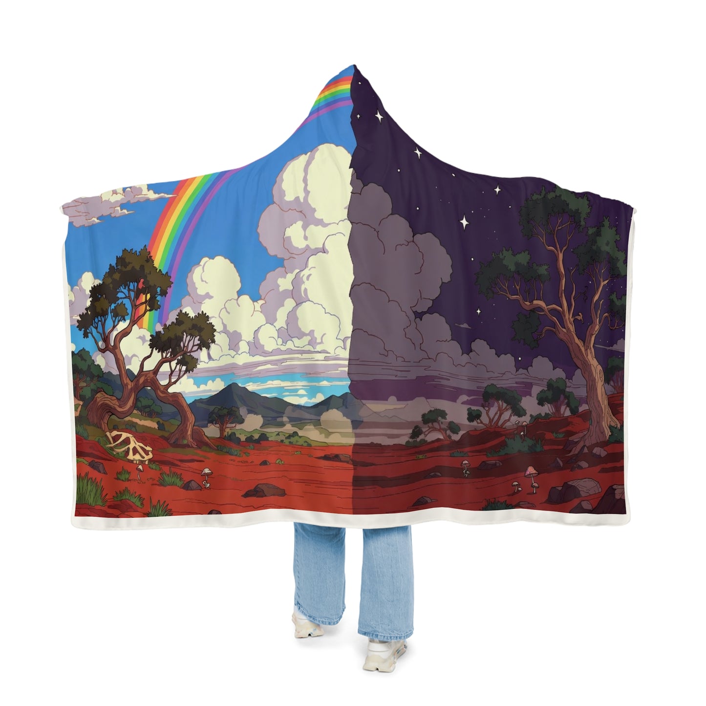 Day-to-Night Hooded Blanket — Rainbow Outback Snuggle Throw