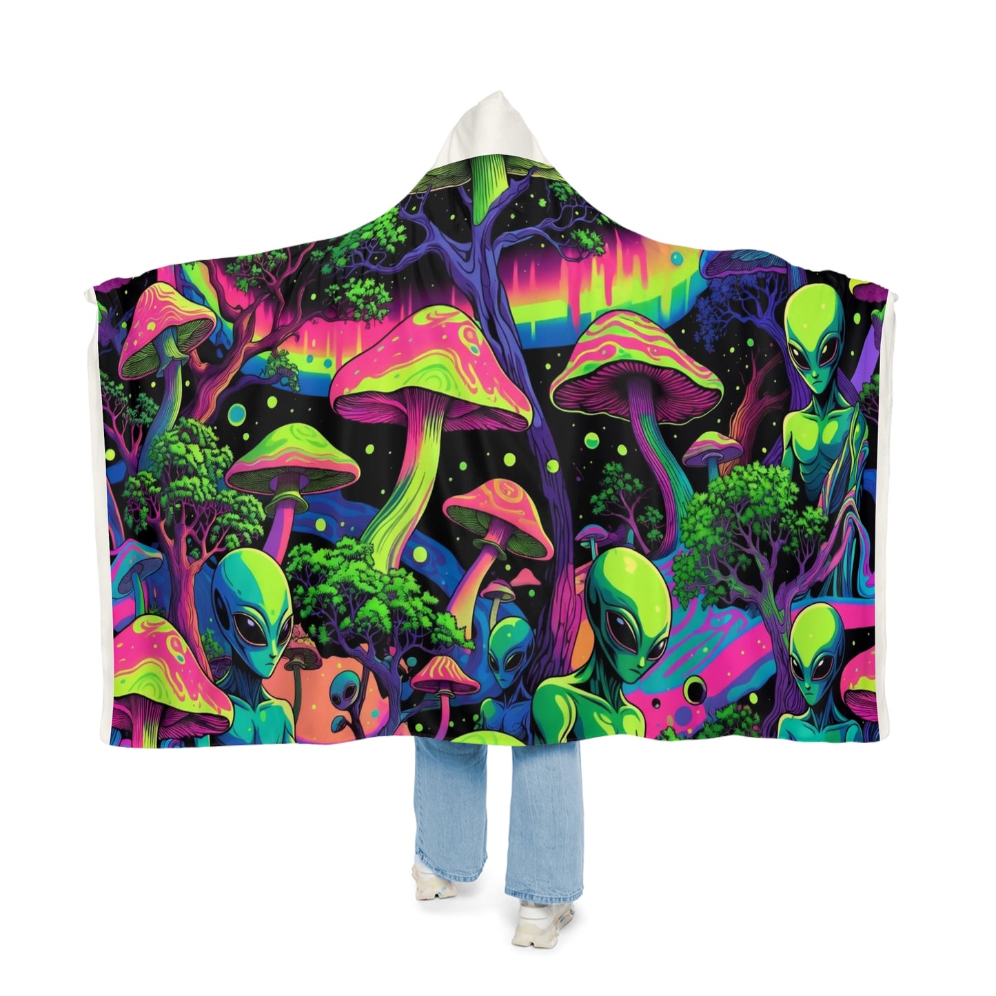 Alien Mushroom Hooded Blanket