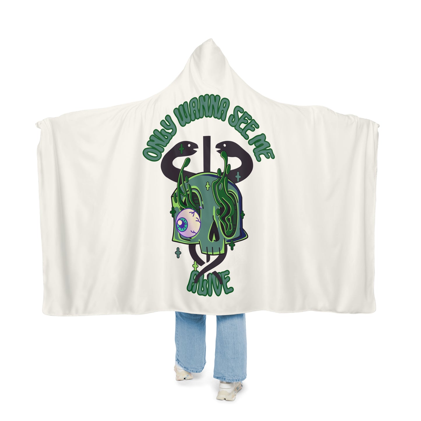 Green Skull Hooded Blanket
