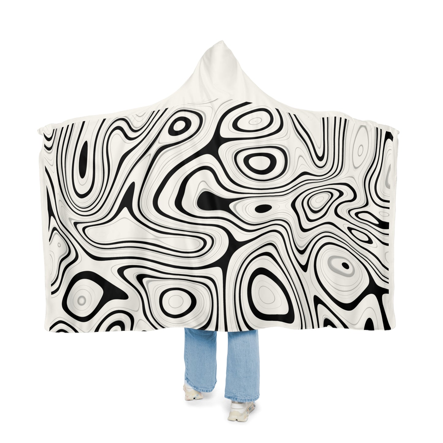 Black & White Swirl Hooded Blanket